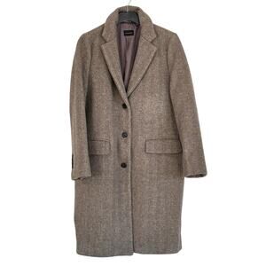 Cotton Market Brown 90% Wool 10% Nylon Korean Made Long Overcoat Size S NWOT